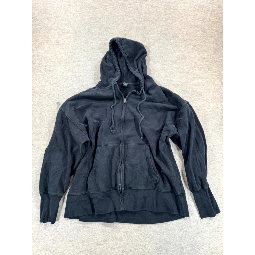 Wild Fable Oversized Hoodie Womens Large Black Fleece Lined Cotton Full Zip